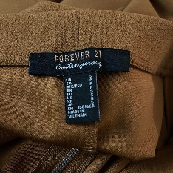 Forever 21 slacks pants trousers women's small brown mustard high waist zip frnt - Picture 7 of 12